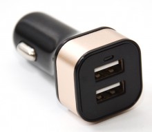 Nabíječka do auta HC-C04 2× USB, černá 12/24V