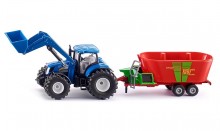 SIKU 1988 Traktor NEW HOLLAND T 7070 s míchacím vozem 1:50