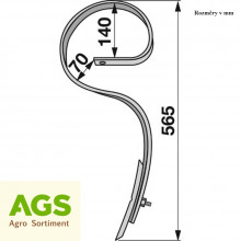 Pero pružné kultivátoru 45 x 10 x 565 mm 