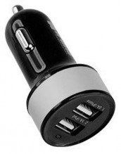 Nabíječka do auta HC-C27 2×USB, černá 12/24V