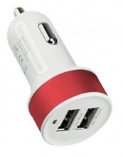 Nabíječka do auta HC-C27 2×USB, bílá 12/24V