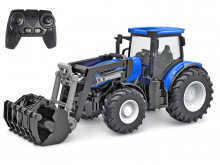 Traktor RC modrý s nakladačem KIDS GLOBE FARMING 510315 1:24