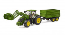 Traktor JOHN DEERE 7R 350 s čelním nakladačem a návěsem BRUDER 03155