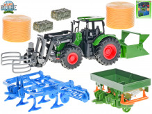 Traktor SET zelený s příslušenstvím KIDS GLOBE FARMING 540479 1:24