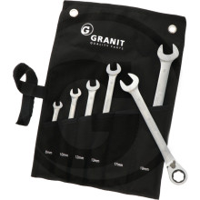 GRANIT BLACK EDITION Sada klíčů kombinovaných ráčnovových 8 - 19 mm Heavy Grip 6 dílná