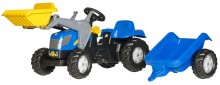 Traktor šlapací NEW HOLLAND T 7550 s čelním nakladačem a návěsem ROLLY TOYS