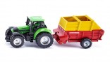 SIKU 1676 Traktor DEUTZ FAHR AGROTRON se sběracím vozem POTTINGER  