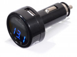 Nabíječka do auta MULTI - USB 12/24V, voltmetr, teploměr 