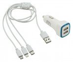 Nabíječka do auta USB 3in1 (micro USB, iPhone, USB C) 