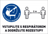 Samolepka výstražná "VSTUP S RESPIRÁTOREM" A5 venkovní 