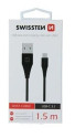 Kabel SWISSTEN USB-C 3.1 + USB 1,5m černý (7 mm) 46018 