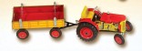 Traktor ZETOR červený s přívěsem KOVAP 0395 